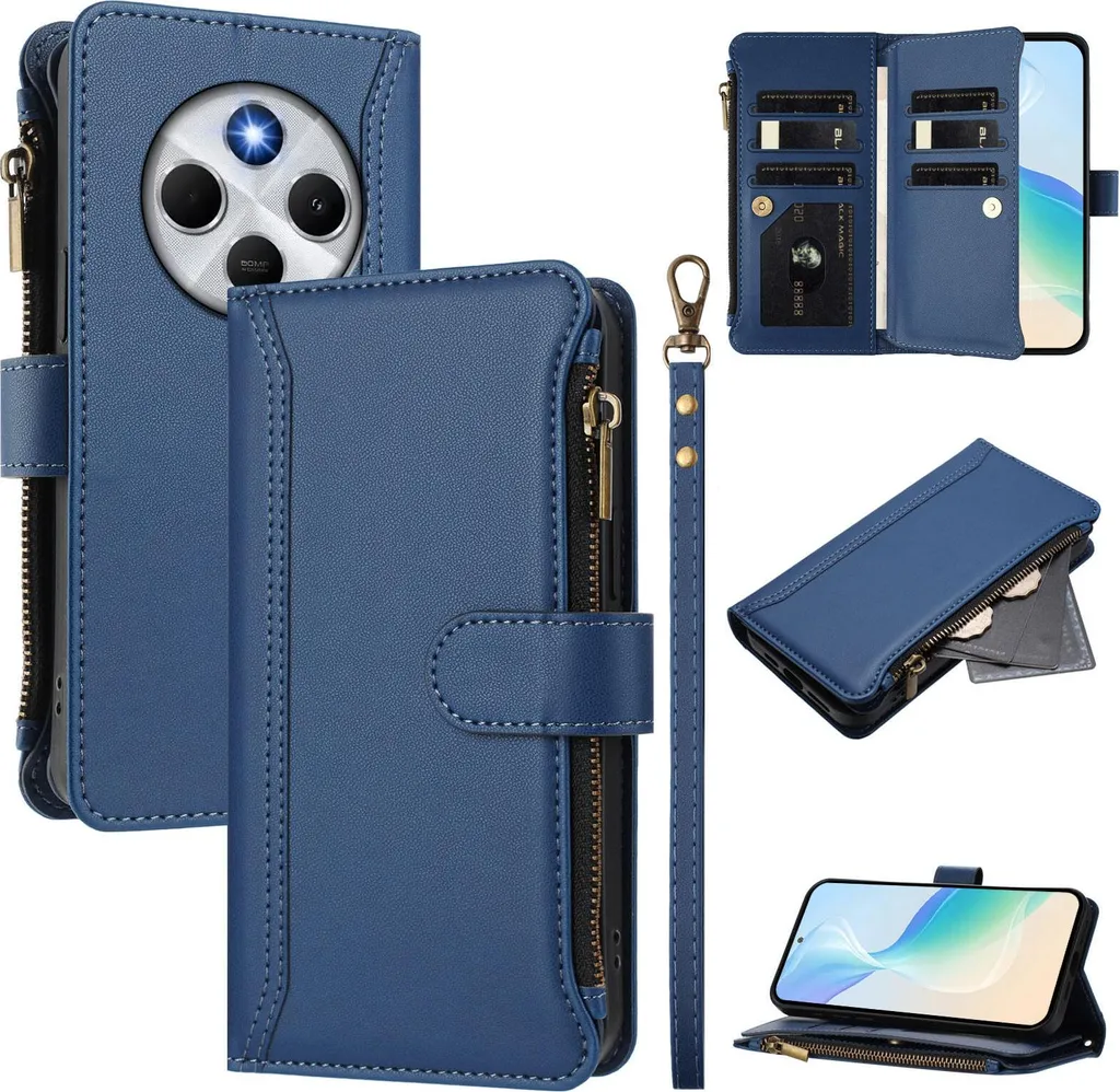 Custodia Xiaomi Poco M7 5G da Viaggio con Zip Portafoglio e Laccetto