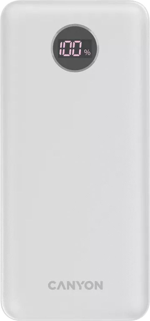 CANYON Powerbank PB-2002 LED 20000 mAh PD 20W QC 3 Weiß