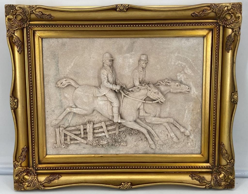 Casa Padrino Barock Wandrelief Grau / Gold 55 x H. 44,5 cm - Antik Stil Wand Deko Stein Relief mit Prunk Rahmen - Deko Accessoires im Barockstil - ...