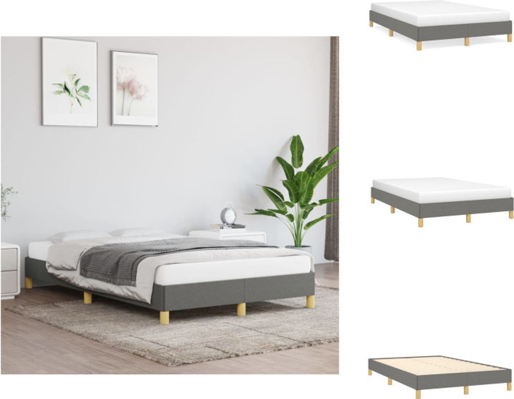 vidaXL Bettgestell Dunkelgrau 120x200 cm Stoff - Betten & Bettgestelle