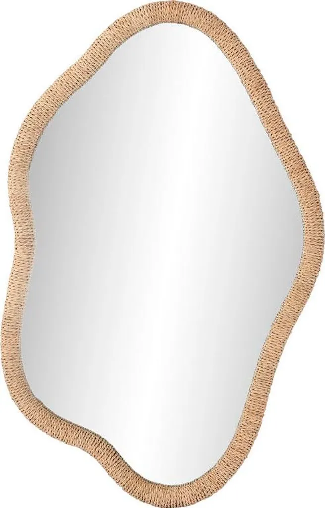 Grand Miroir Rectangulaire en Rotin Naturel Style Scandinave 101cm