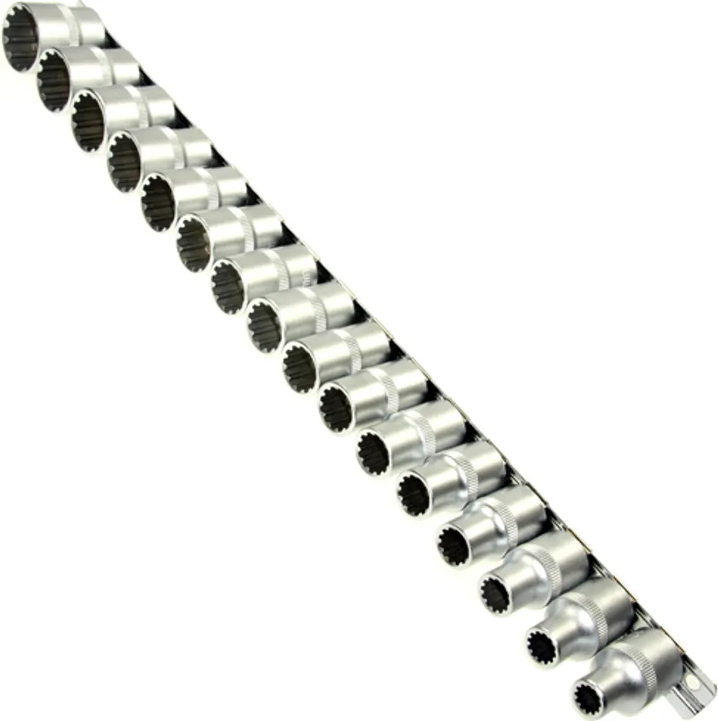Lot 16 Douilles Torx Multi-Ouverture Haute Résistance sur Rail de Fixation