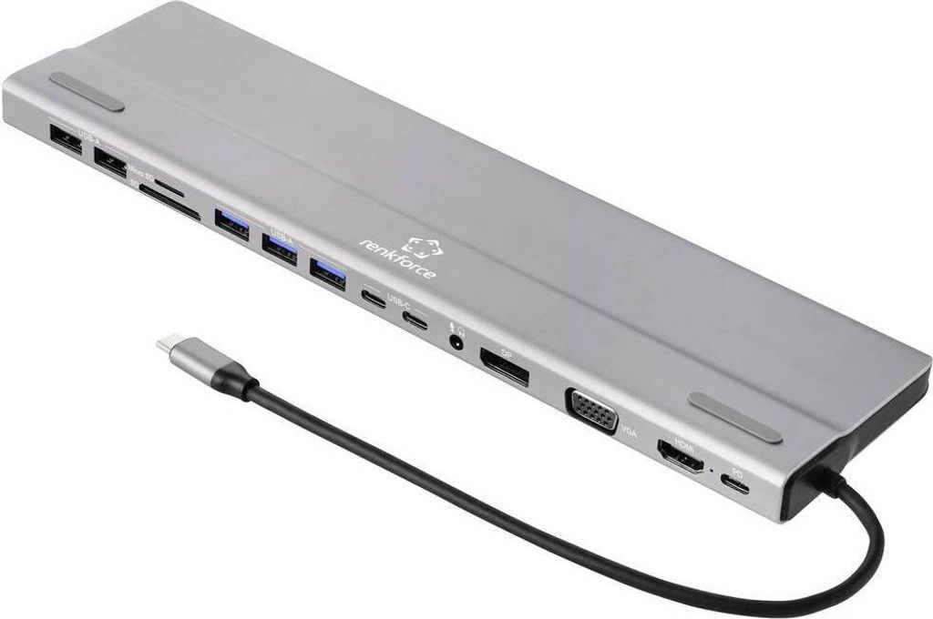 Renkforce USB-C Dockingstation RF-DKS-902 Passend für Marke Dockingstations: Universal integrierter Kartenleser, USB-C