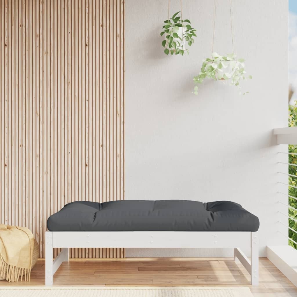 The Living Store Gartenhocker Weiß 120x80 cm Massivholz Kiefer