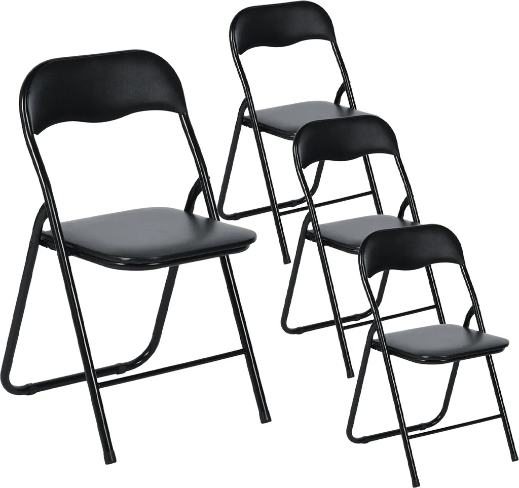 Lot de 4 chaises pliantes gain de place assise confortable en similicuir