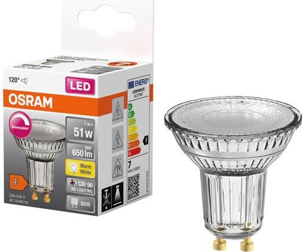 Spot Par16 LED 120 Glas Variabel 8,3 W Gu10 575 lm Warm - Produktbild 