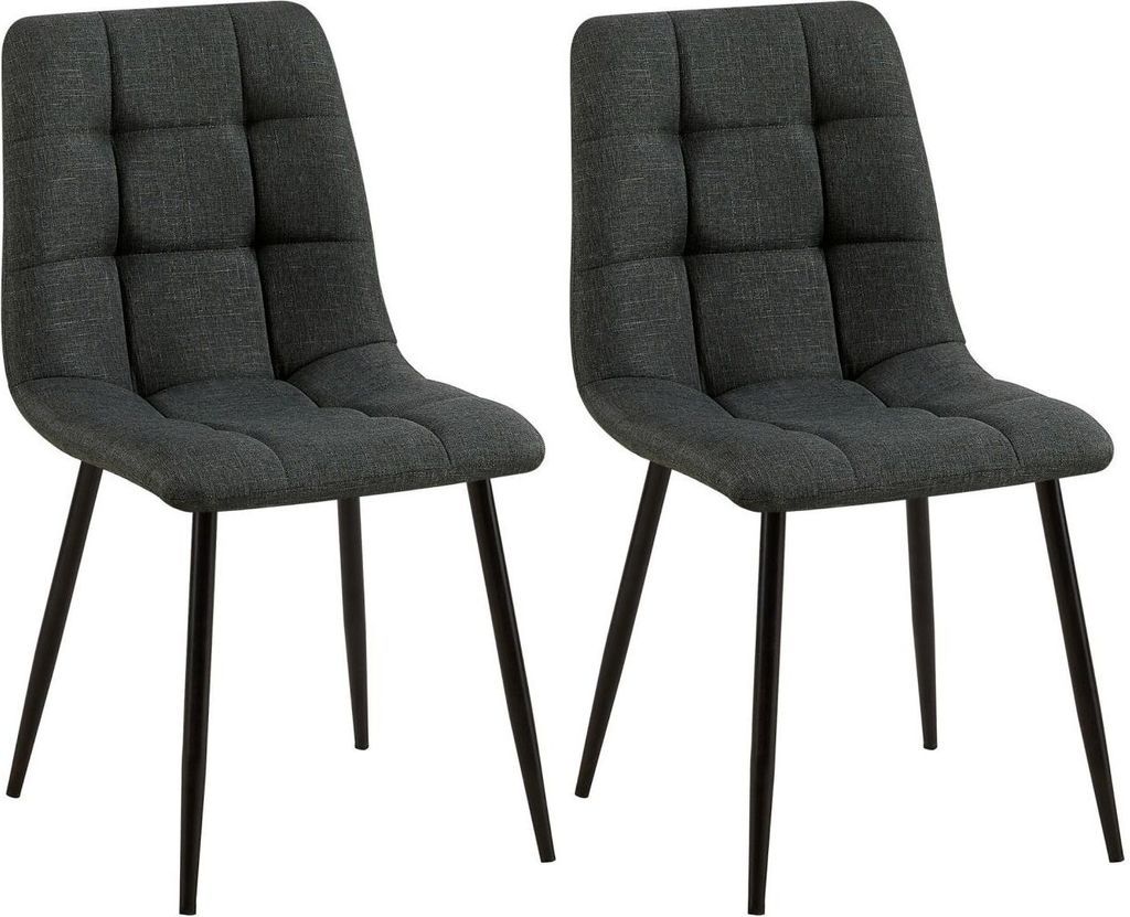 2er Set Esszimmerstuhl Tilde Stoff dunkelgrau