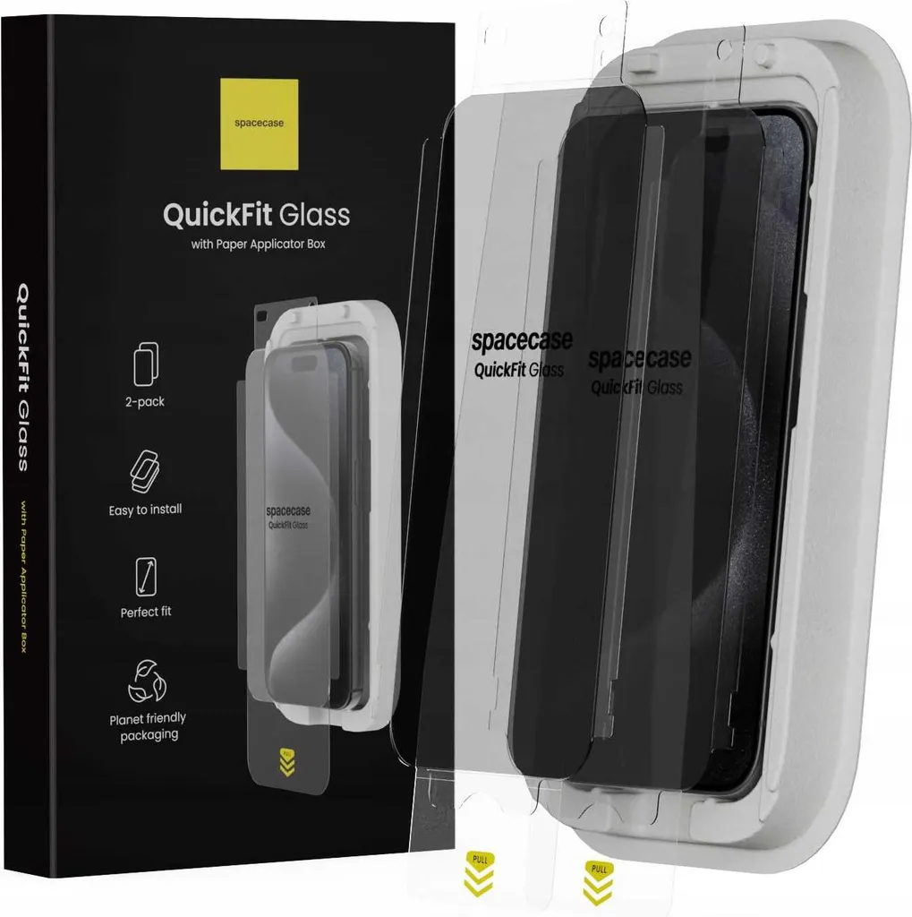 2x Verre Trempé Privacy SPACECASE iPhone 15 Pro Max avec Applicateur