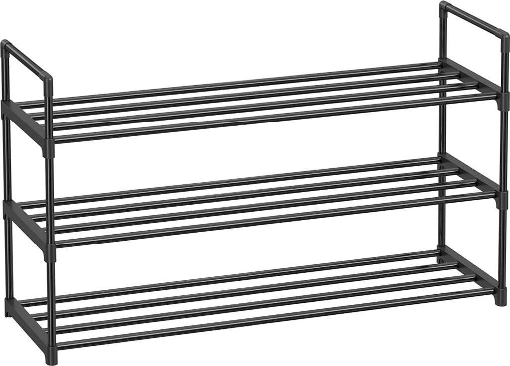 Regał na buty metalowy czarny 92x30x54 cm, 3 poziomy Zdjęcie produktu 