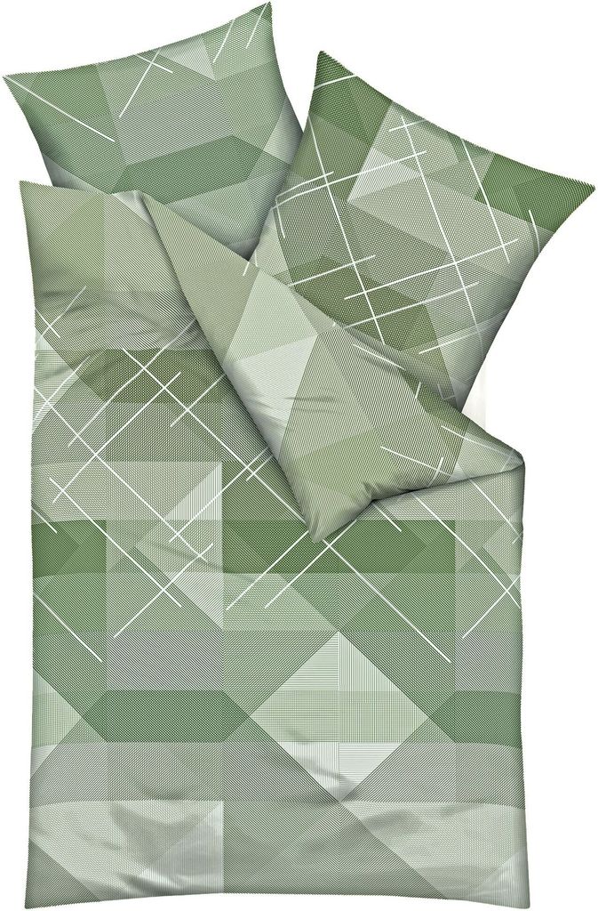 JACK by Kaeppel Fein Biber Wende Bettwäsche 2 tlg. 135x200cm Linear Oliv Grün Farbverlauf Streifen Offwhite