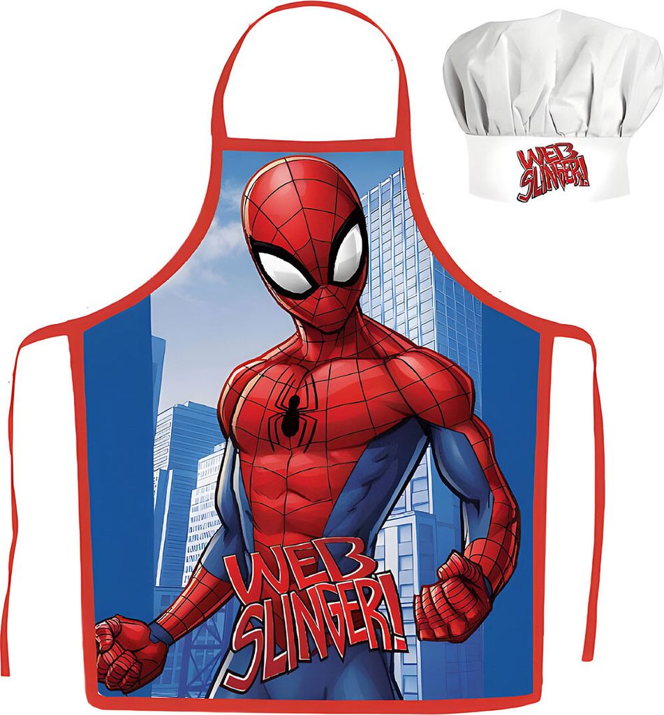 Chlapecká kuchařská zástěra s čepicí - Spiderman/Web Obrázek produktu 