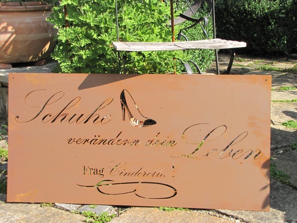 Edelrost Gedichttafel "Schuhe Cinderella"