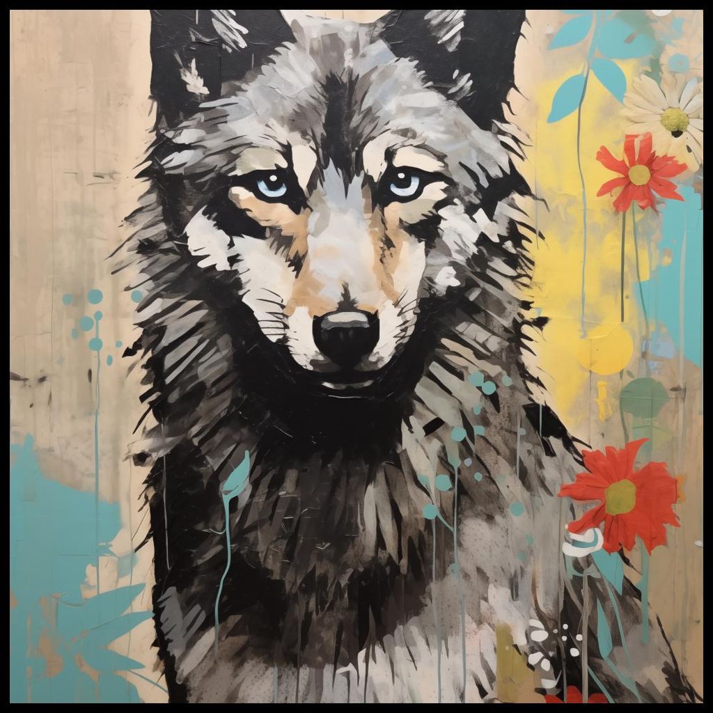 Plakat 70x70cm Durchdringung der Wolfnatur