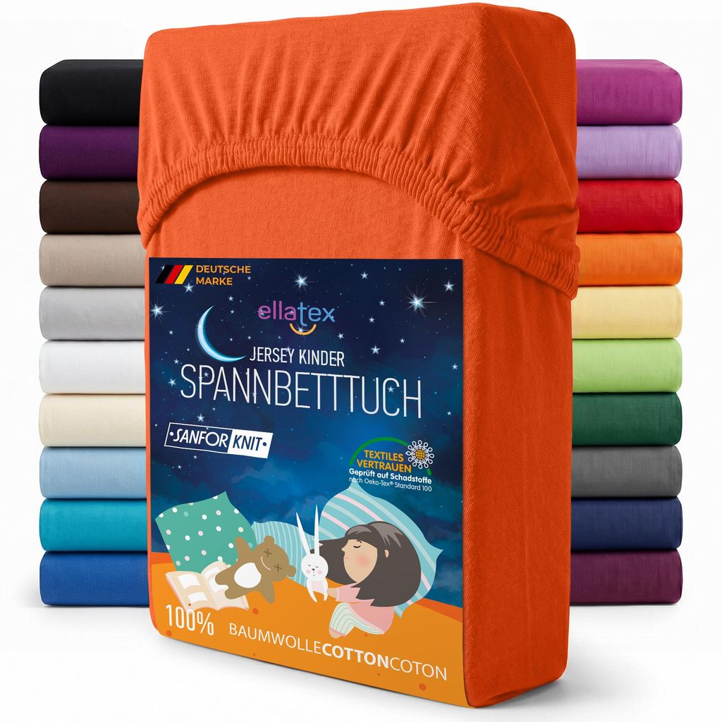 EllaTex Jersey Kinder Spannbettlaken 70x140 Baumwolle – Produktbild 