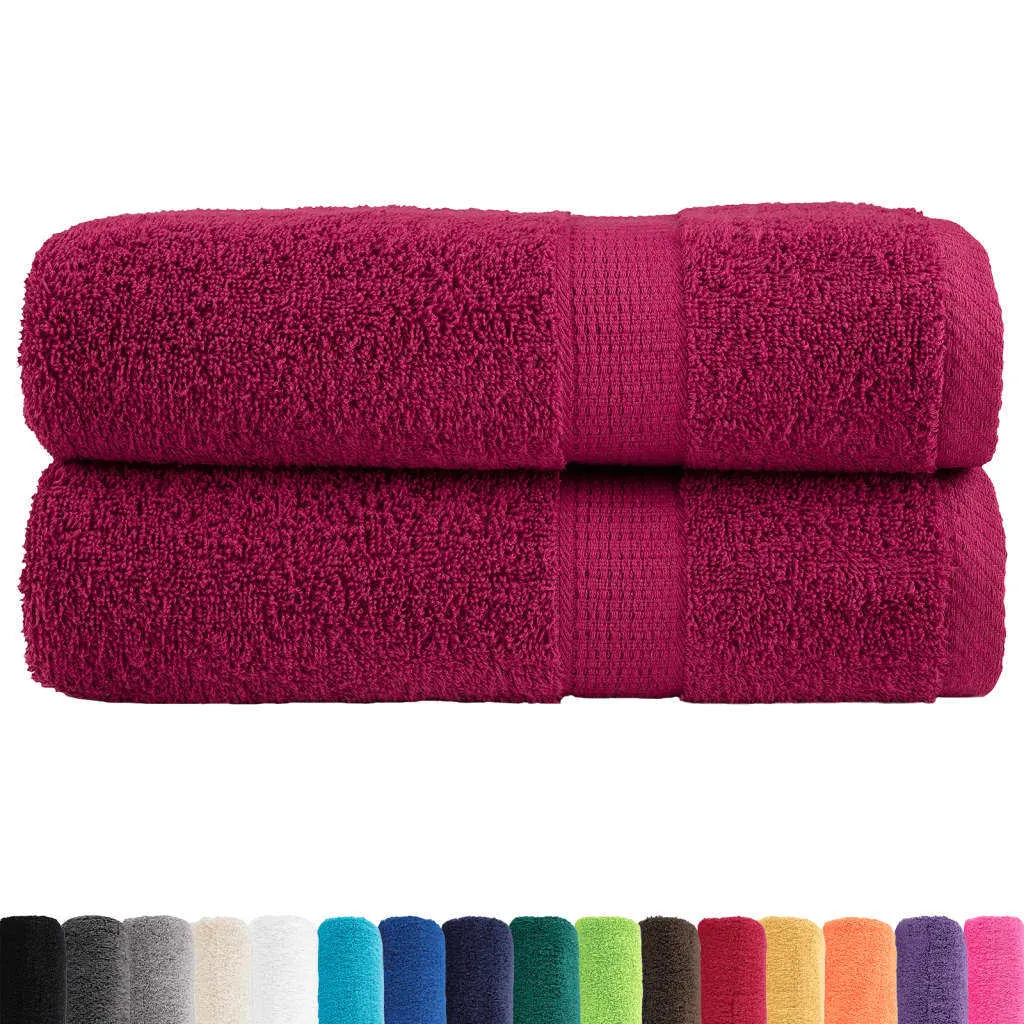 ZOLLNER Set 3 Teli Doccia 70x140 Cm – Colore Bordeaux, 100% Cotone 400g/mq, Qualità Alberghiera Con Gancetto, Lavabili A 60°C