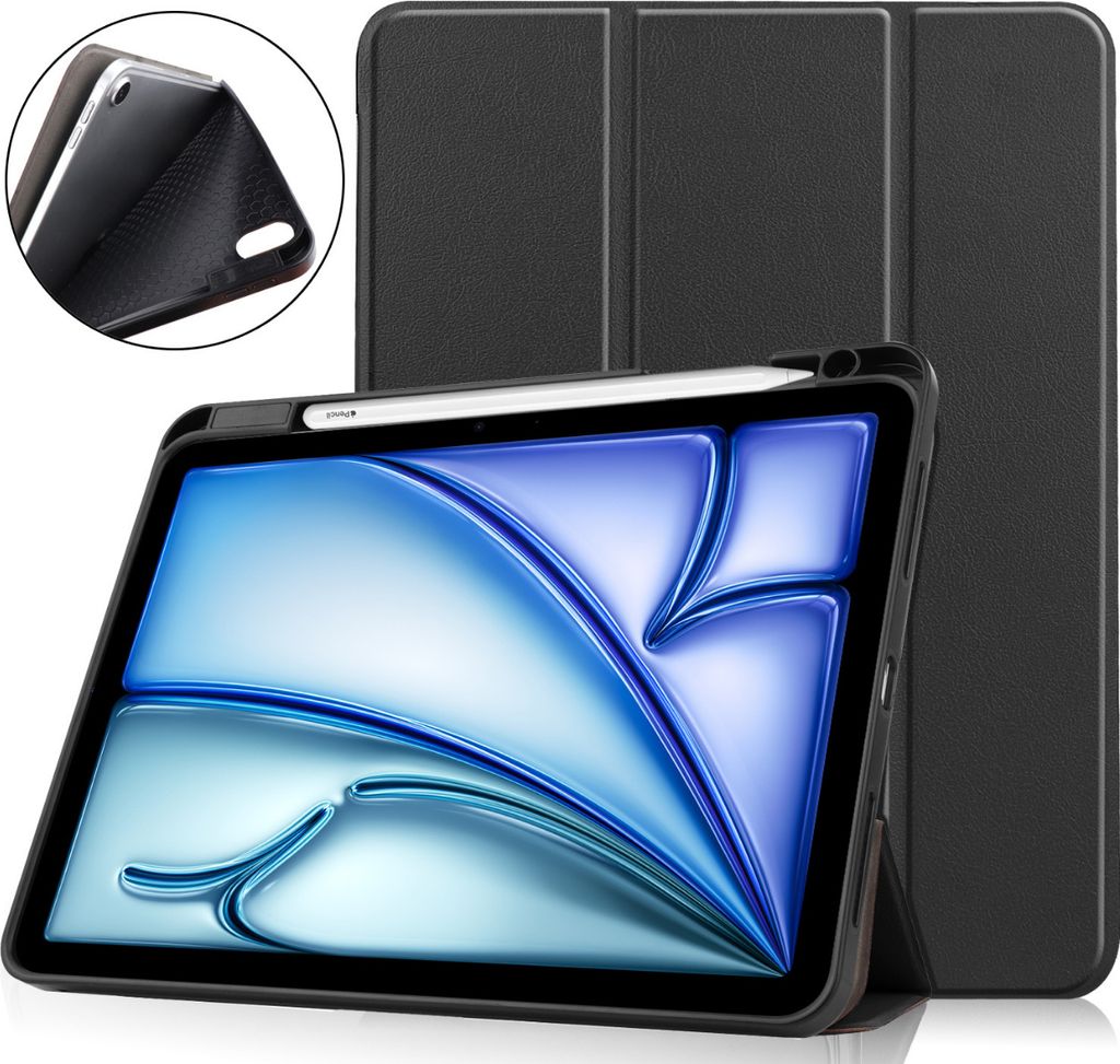 Hoozey - Hülle kompatibel mit Apple iPad Air (2024) 11 inch - Mit Stifthalter TPU Tablet Case Schutzhülle - Schwarz