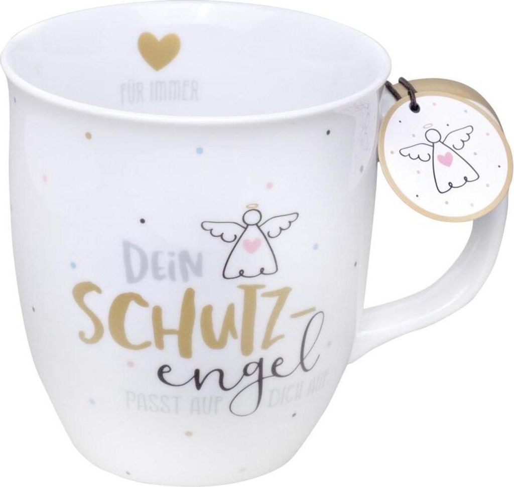 Tasse Schutzengel mit Mattgold, mit Innen- und Henkeldruck Produktbild 