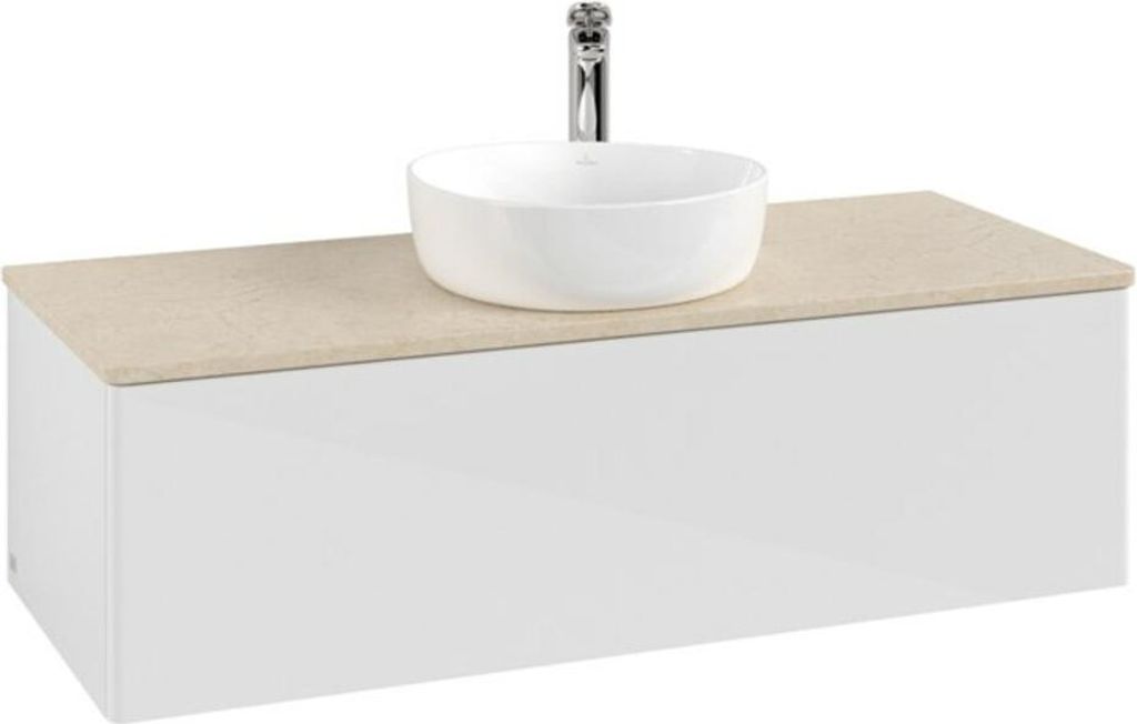 V&B Waschtischunterschrank ohne Frontstruktur Antao 120x36x50cm, HL, WBP botti., glo wh. Lac