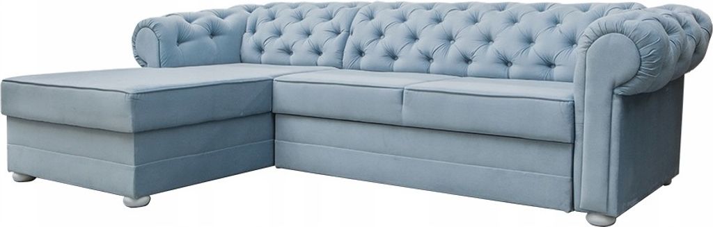 Modernes Links Ecksofa VALENTINO mit Schlaffunktion (Hellblau - Kronos 50)