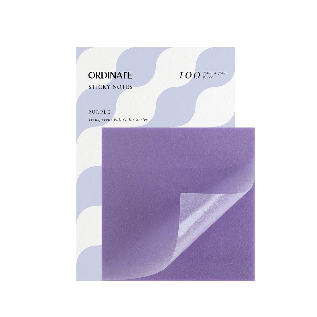 Ordinate Purple Durchsichtige Transparent Sticky Notes Pastell | Bunte Haftnotizen | 75mm Farbige Notizblöcke | Notizzettel Büroartikel