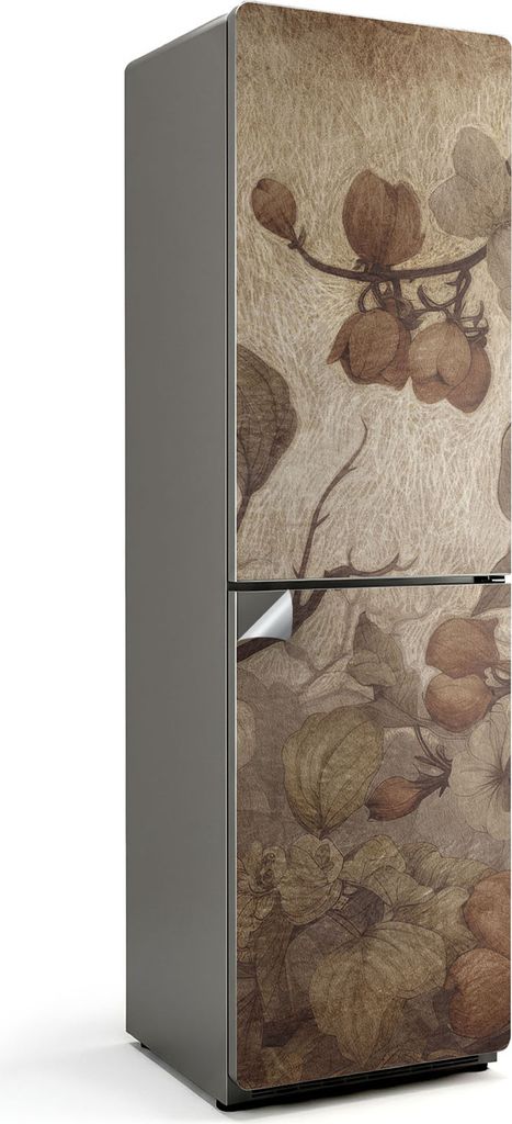 Zartes Blumenmuster – Kühlschrank Aufkleber – Klebefolie Kühlschrank – Kühlschrank Nachbildung – Kühlschrankfolie selbstklebend – Kü...