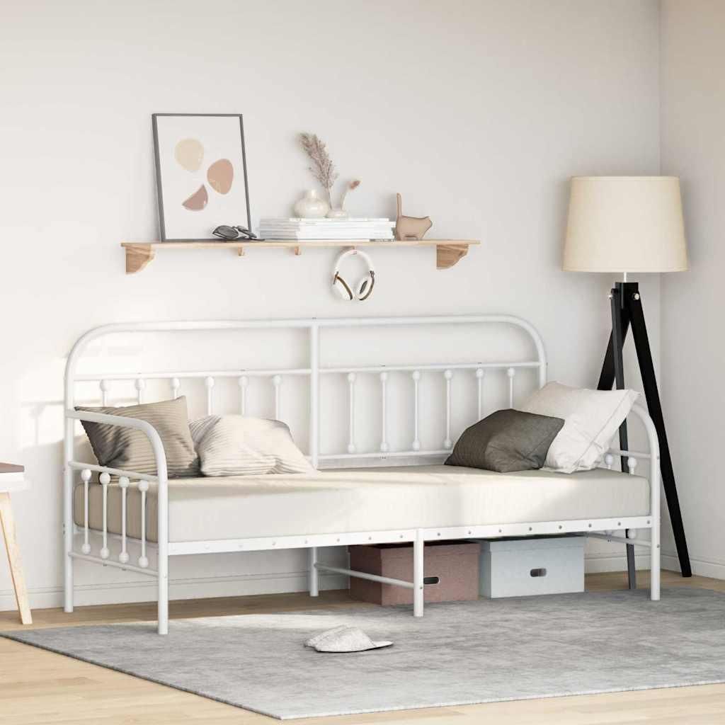 Maison Exclusive - Tagesbettrahmen Weiß 80 x 200 cm Pulverbeschichteter Stahl
