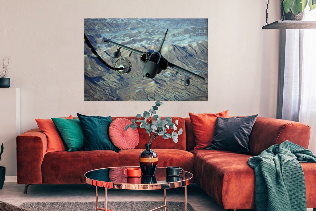 MuchoWow Poster Flugzeug - Düsenjäger - Berg 120x80 cm - Bilder