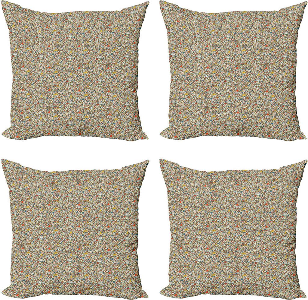 ABAKUHAUS Herbst Kissenbezug Set (4 Stück), Romantische Briefe Vögel, Moderner Doppelseitiger Digitaldruck, 50 cm x 50 cm, Mehrfarbig