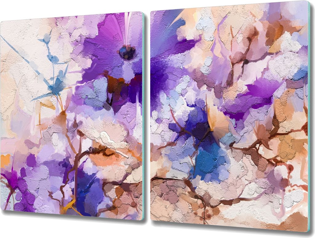 Coloray Schneidebrett Herdabdeckplatte 2x40x52 cm Kochplattenabdeckung Hackbrett Küchenbrett - Blumen Pflanzen