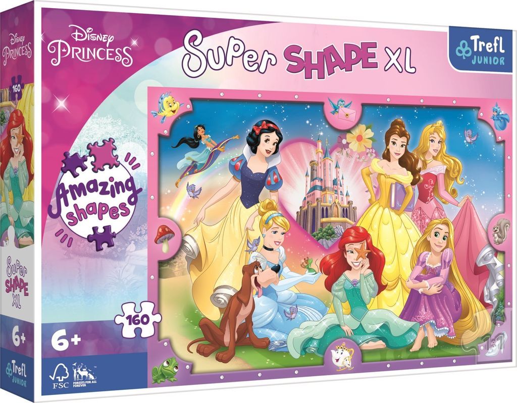 TREFL Puzzle Super Shape XL Disney Prinzessinnen: Rosa Welt 160 Teile