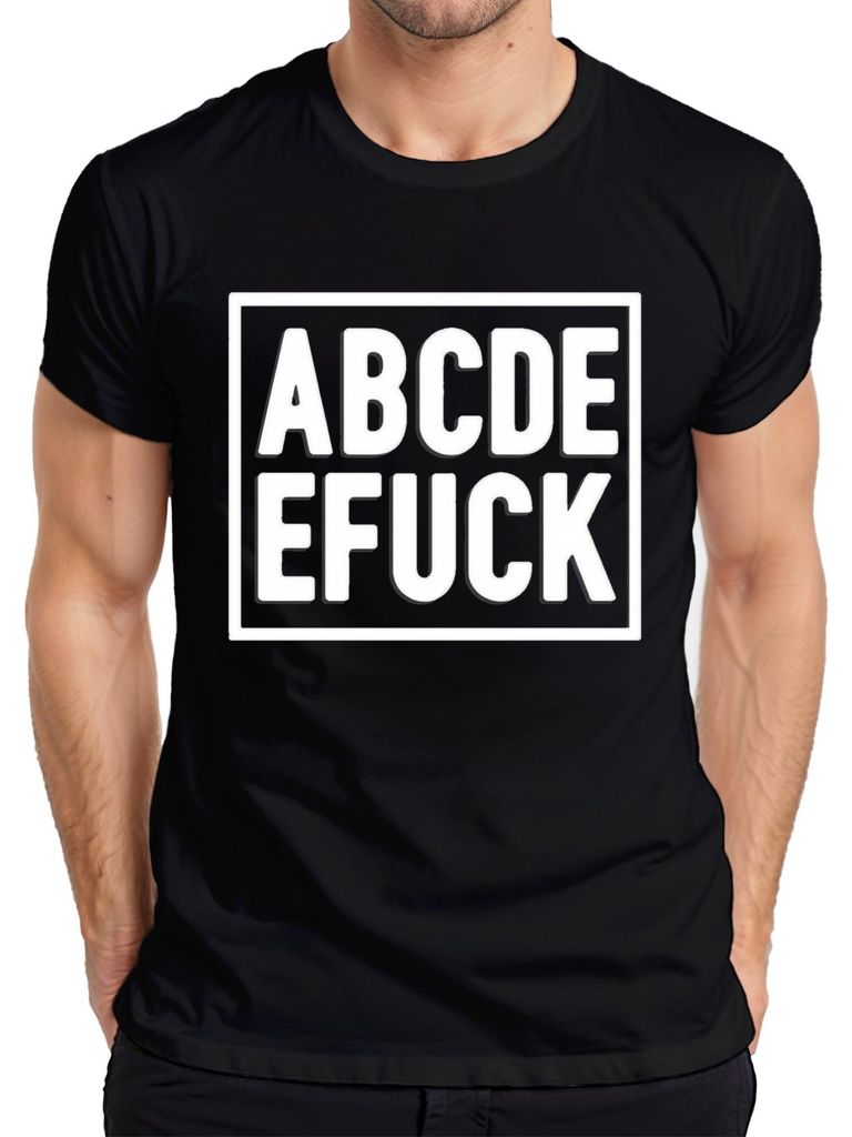 ABCDE EFUCK lustig frech Geschenk für Erwachsene Geburtstag Party Herren T-Shirt, Schwarz, XL