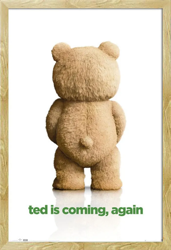 Poster Ted 2 Coming avec cadre Shinsuke Maxi MDF hêtre et vitre acrylique