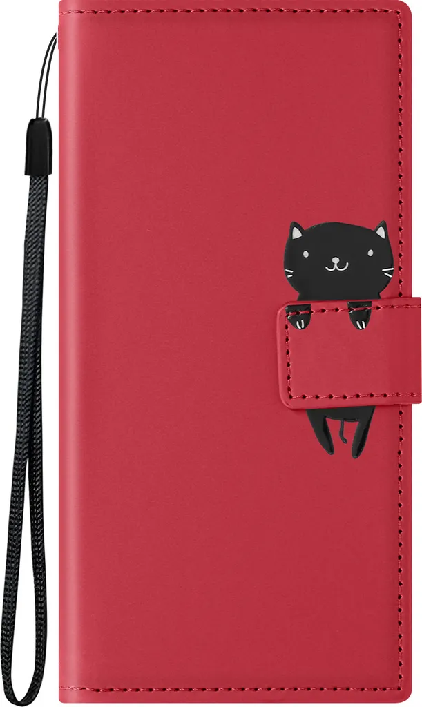Avizar, Custodia Kitty Cat per Samsung S23 Ultra Portafoglio e Cinturino, Rosso