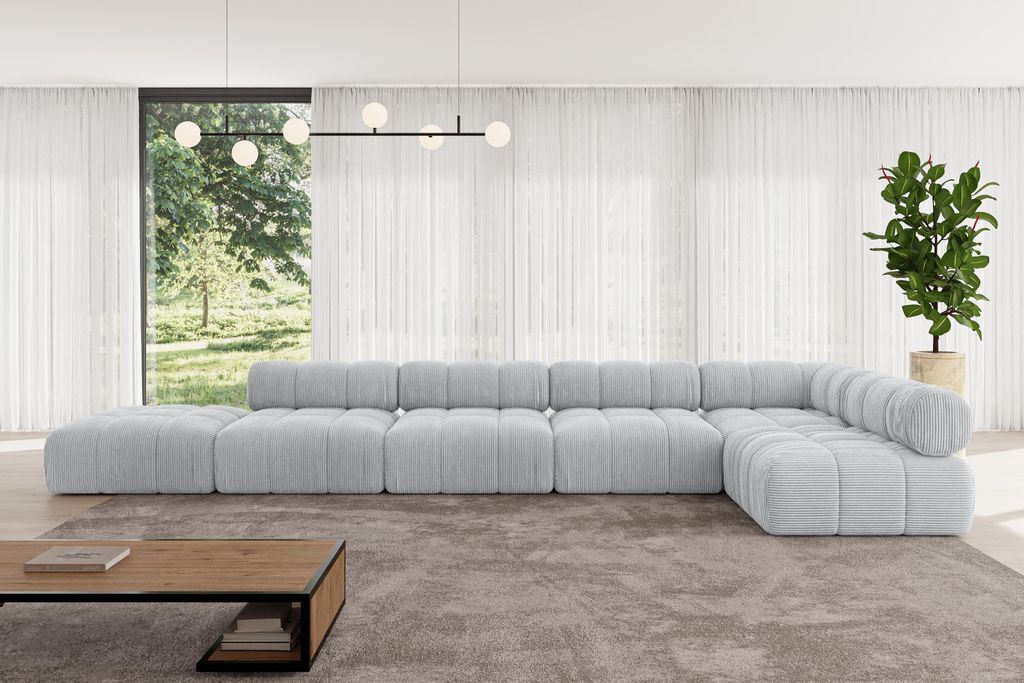 ALTDECOR Modulares Sofa Ecksofa in L-Form - Favio-L3 - 475x190x70 cm Grau universal, links/rechts Corner modular Sofa Eckcouch Couch Wohnlandschaft...