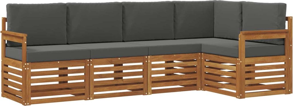 vidaXL Ecksofa Set 5 pcs Natur und Anthrazit Massivholz Akazie