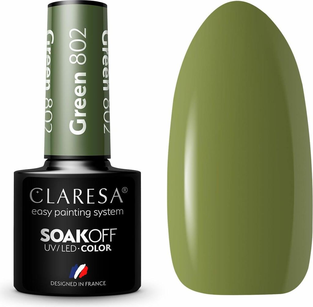 Claresa UV/LED Soak Off Hybrid-Nagellack 802 Grün, 5g - Professionelle Pflege & Style für Zuhause