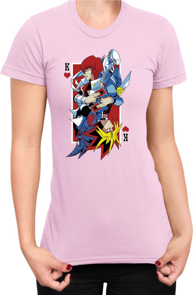 Damen T-Shirt Japan Manga Anime Comics Yu Gi 018, Lady 2XL / Hellrosa