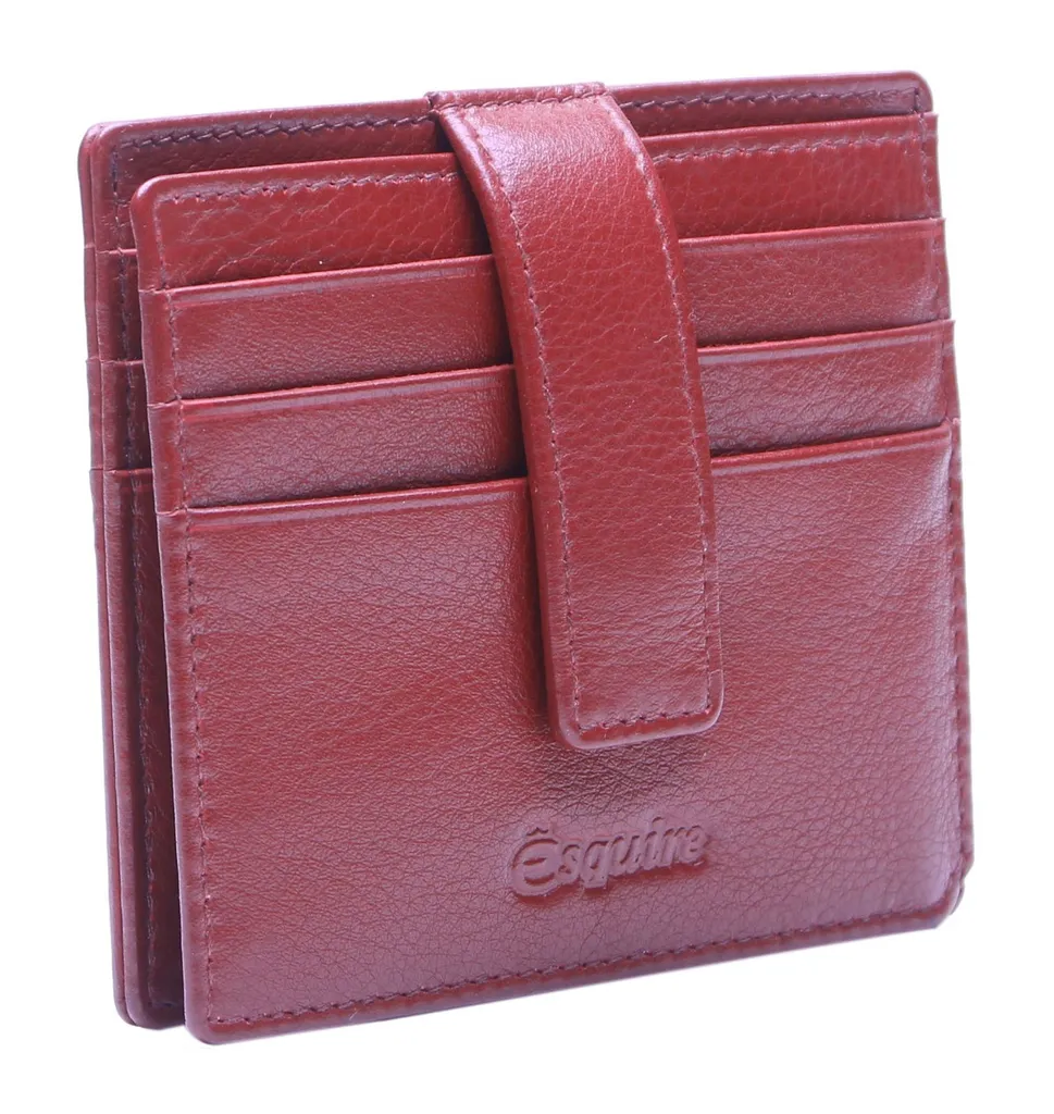 Porta Carte Credito Esquire Oslo Rosso | Sottile RFID Pelle Nappa Premium - 4