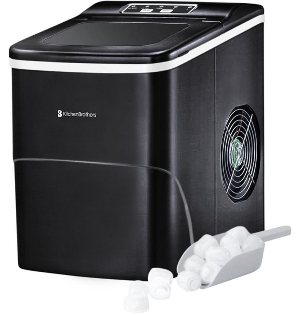 KitchenBrothers - 2L - Eiswürfelmaschine - 12kg/24 Std. - Eisschaufel – Eiswürfelbereiter - Selbstreinigungsfunktion - Schwarz