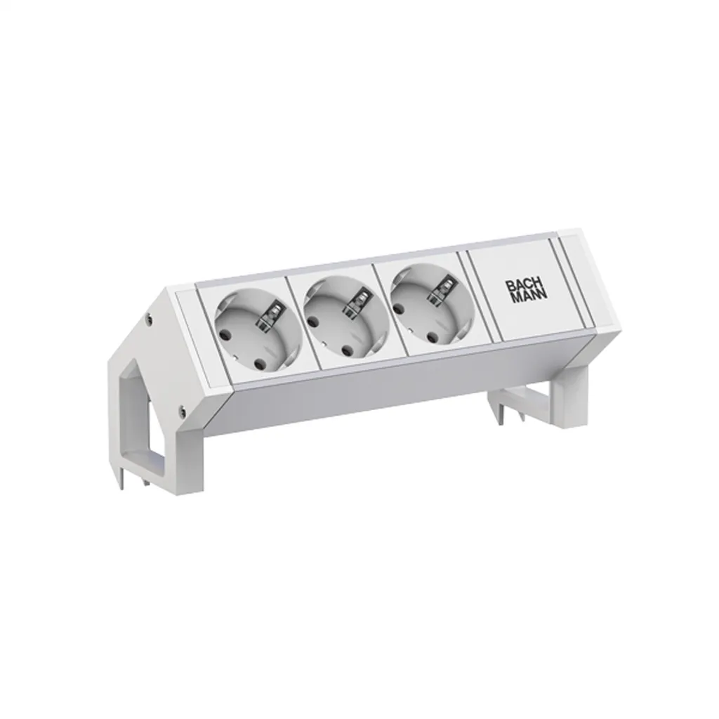 Multiprise de Bureau Design Bachmann DESK2 en Aluminium Blanc 3 Prises