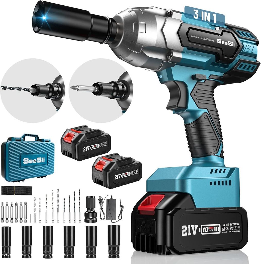 SeeSii WH700 Akku Schlagschrauber 650Nm Bürstenlos 21V 2x Produktbild 