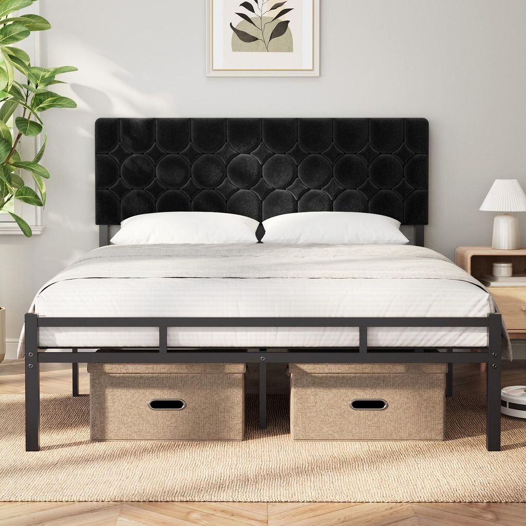 Doppelbettgestell 160x200 cm Metallbett mit gepolstertem Produktbild 