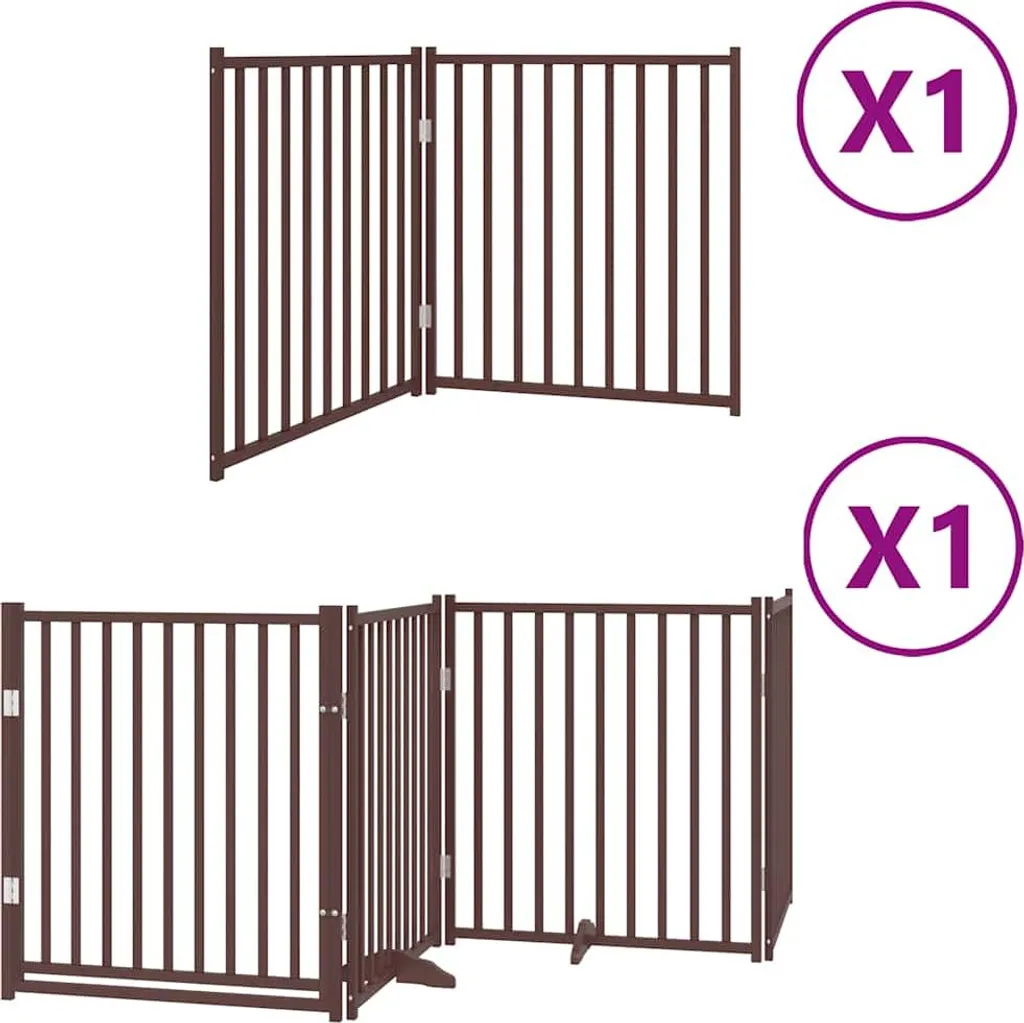 Cancelletto Pieghevole vidaXL 6 Pannelli Legno Marrone per Cani 480cm