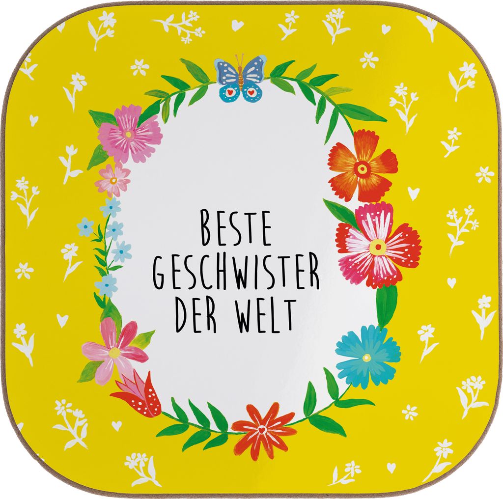 Mr. & Mrs. Panda Untersetzer für Gläser Geschwister - Weiß - Geschenk, Coaster, Nachwuchs, Holzuntersetzer, Flaschenuntersetzer, Schwester, Tisc...