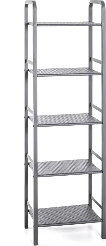 Colonne de Rangement Salle de Bain en Métal Gris - Étagère Haute HAKU