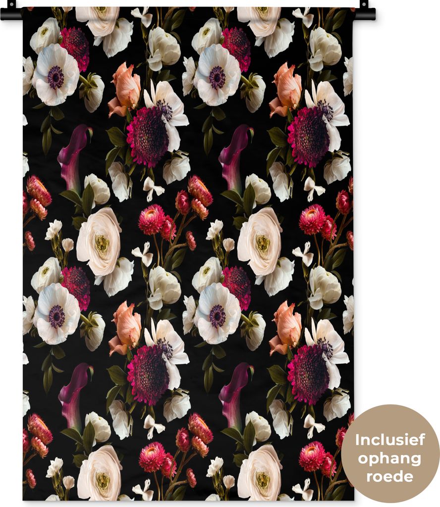 MuchoWow Wandteppich Wandbehang Blumen - Licht - Collage 60x90 cm Tapisserie Dekoration Wandtuch - Foto-Teppich - Abwaschbar
