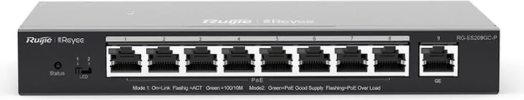 Switch PoE pour Vidéosurveillance IP Ruijie 9 Ports Gigabit RJ45