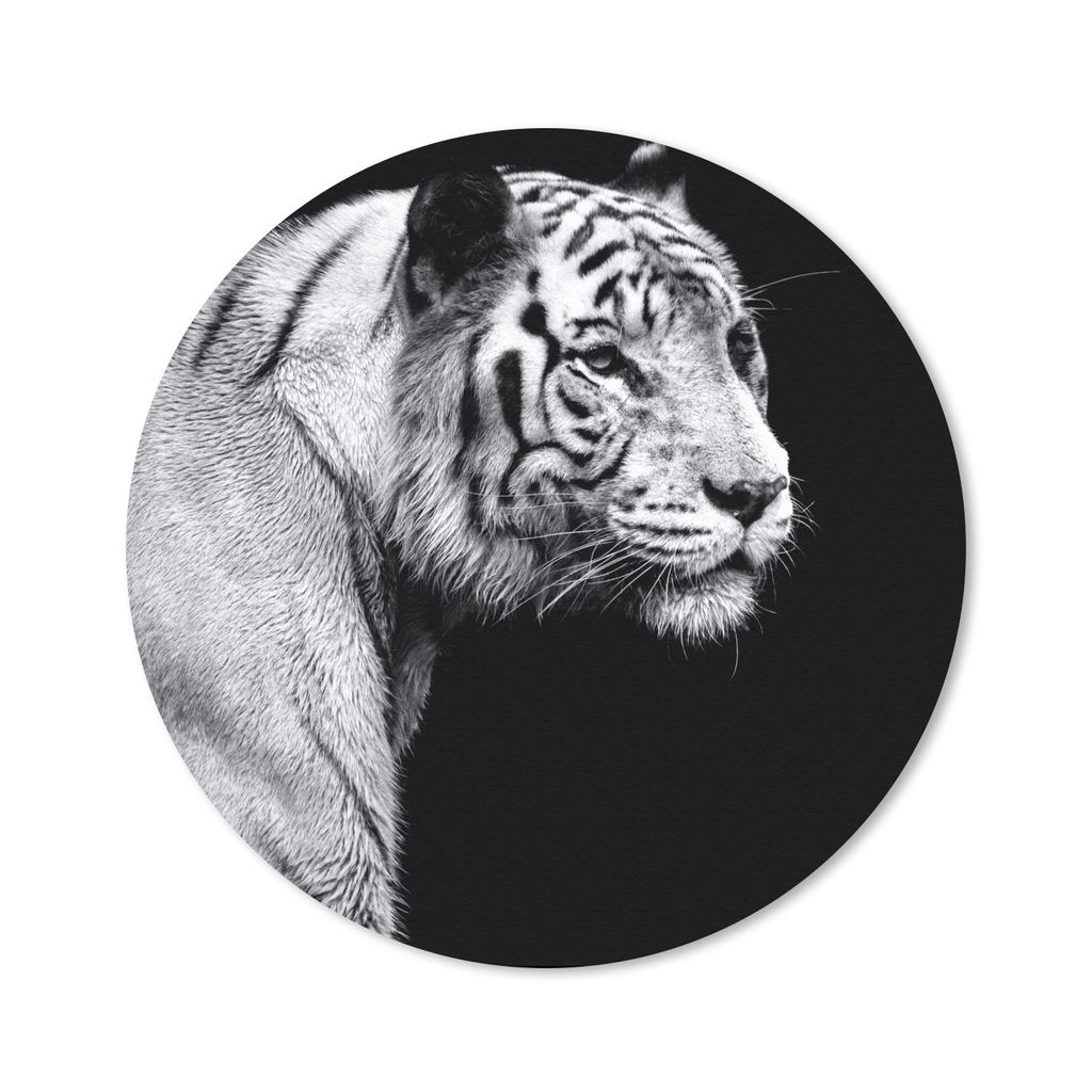 MuchoWow Mauspad Mousepad Tierprofil Tiger in schwarz und weiß 30x30 cm - Mousepads - Maus Mat - Pad - Mausunterlage - Tischunterlage - Schreibt...