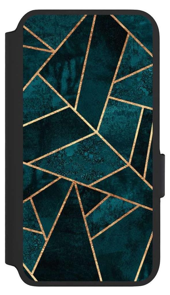 NIVOCASE Klapphülle für Samsung Galaxy S22 Handyhülle aus Kunst Leder NIVOflip schwarz Elisabeth Fredriksson Gold & Kupfer Stein