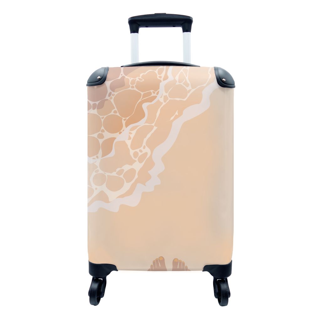 MuchoWow Koffer Handgepäck Trolley Rollkoffer Kleine Reisekoffer mit 4 Rollen - Strand - Meer - Fuß - Cabin Size < 55x40x23 cm & 55x40x20 cm - ...